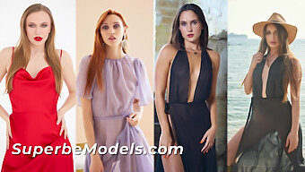 Schau Dir Vier Atemberaubende Models Mit Perfekten Körpern In Einer Heißen Zusammenstellung An