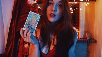 Redhead Amateur Teen Plays Tarot Card Game For Joi