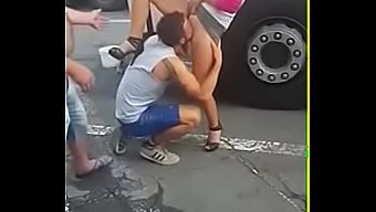 Man Pleasuring A Woman'S Genitals In Public