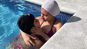 Indian Lesbian Couple'S Poolside Shower Encounter