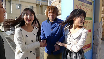 Asian Girl Kotomi Asakura Enjoys A Threesome With Her Friends And Their Penis