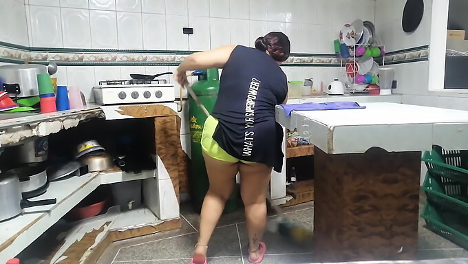 A Latina Milf Interrupts Her Bathroom Break To Pleasure Her Step-Son