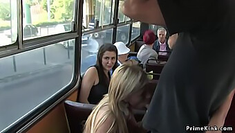 Blonde Receives Facial In Public Transportation